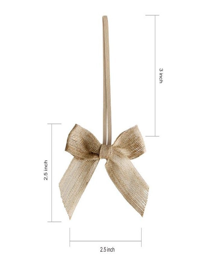 Meseey 30pcs 3 Inch Stretch Elastic Loops with Pre-Tied Burlap Ribbon Bows for Gift Wrapping,Baby Showers, Weddings, Christmas Boxes (Linen, 3 Inch - Image 2