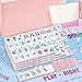 Soulchen 12in American Mahjong Tiles Set with Noise Reducing Mat 168 Acrylic Engraved Mahjong Game Tiles with Portable Storage Bags and 4 Dice for Adults Family Friends Collection Travel GamePink - Image 2