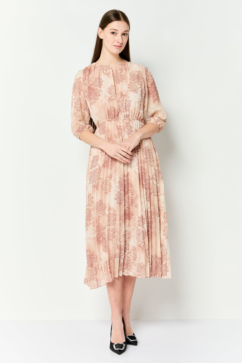 bebe Women Floral Print Midi Dress, Multicolor - Image 1