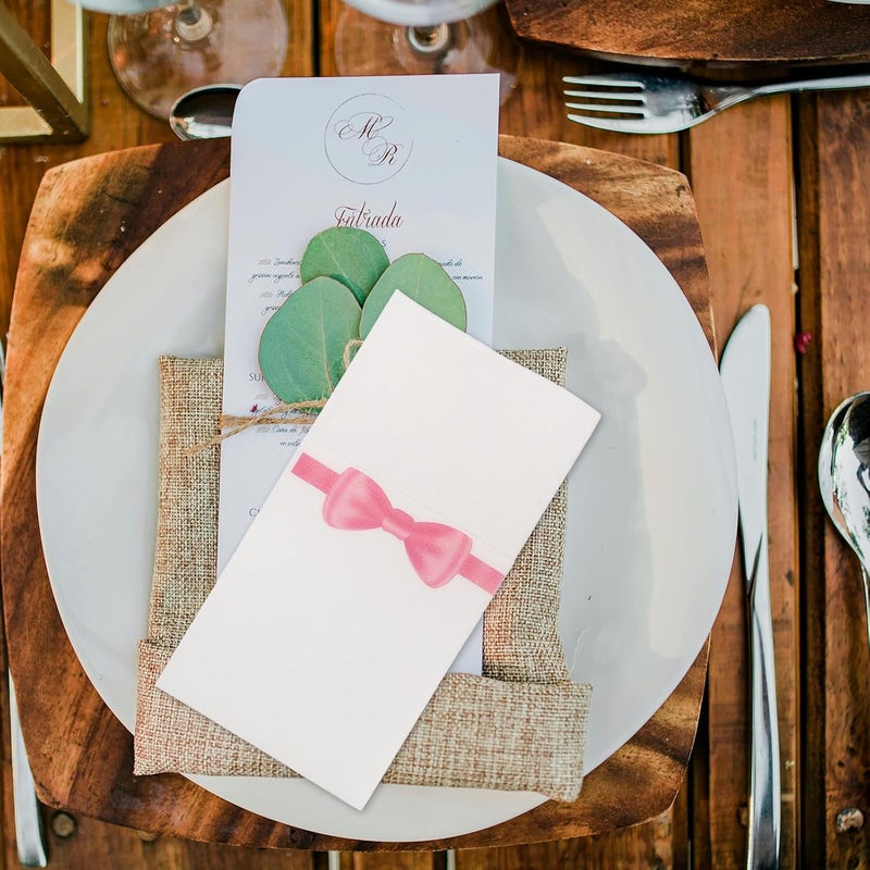 Disposable Bow Print Paper Napkins 40x40cm 50pcs, Pocket Cutlery Napkins for Restaurant, Home Dining, Party Tabletop Decor, Deep Pink - Image 4