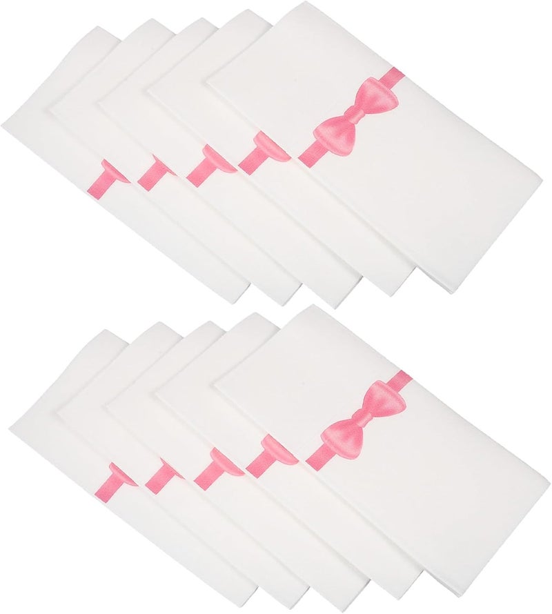 Disposable Bow Print Paper Napkins 40x40cm 50pcs, Pocket Cutlery Napkins for Restaurant, Home Dining, Party Tabletop Decor, Deep Pink - Image 1