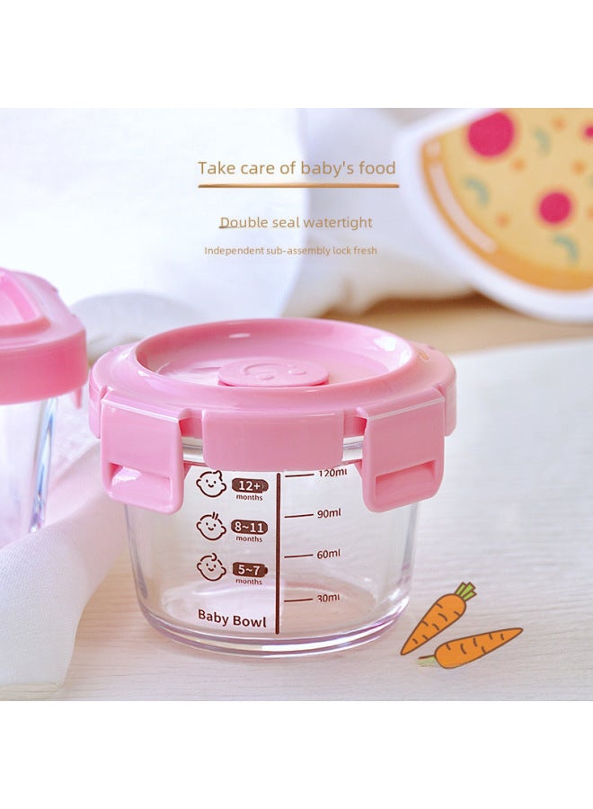 Children's Baby High-value Glass Meal Box Food-grade Durable Preservation Bowl Auxiliary Food Bowl Kitchen Tableware-Specifications:Graduated Square + Gas Apricot Toner Cover-Color:Independent Color Box Packaging 90 Only  - Image 4