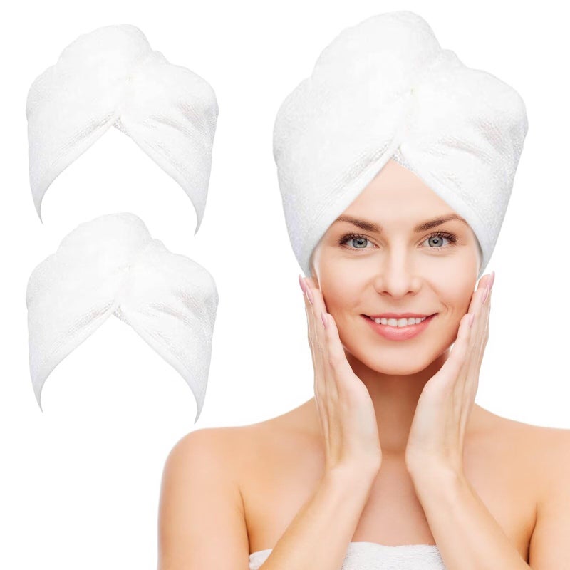 NEXCOVER منشفة شعر ميكروفيات من Nexcover 2 حزمة (لون أبيض) 9.8 بوصة × 25.5 بوصة عمامات الشعر فائقة امتصاصات تجفيف الشعر مناشف الرأس للنساء للنساء رطب الشعر الطويل الكثيف الكثيف - Image 1