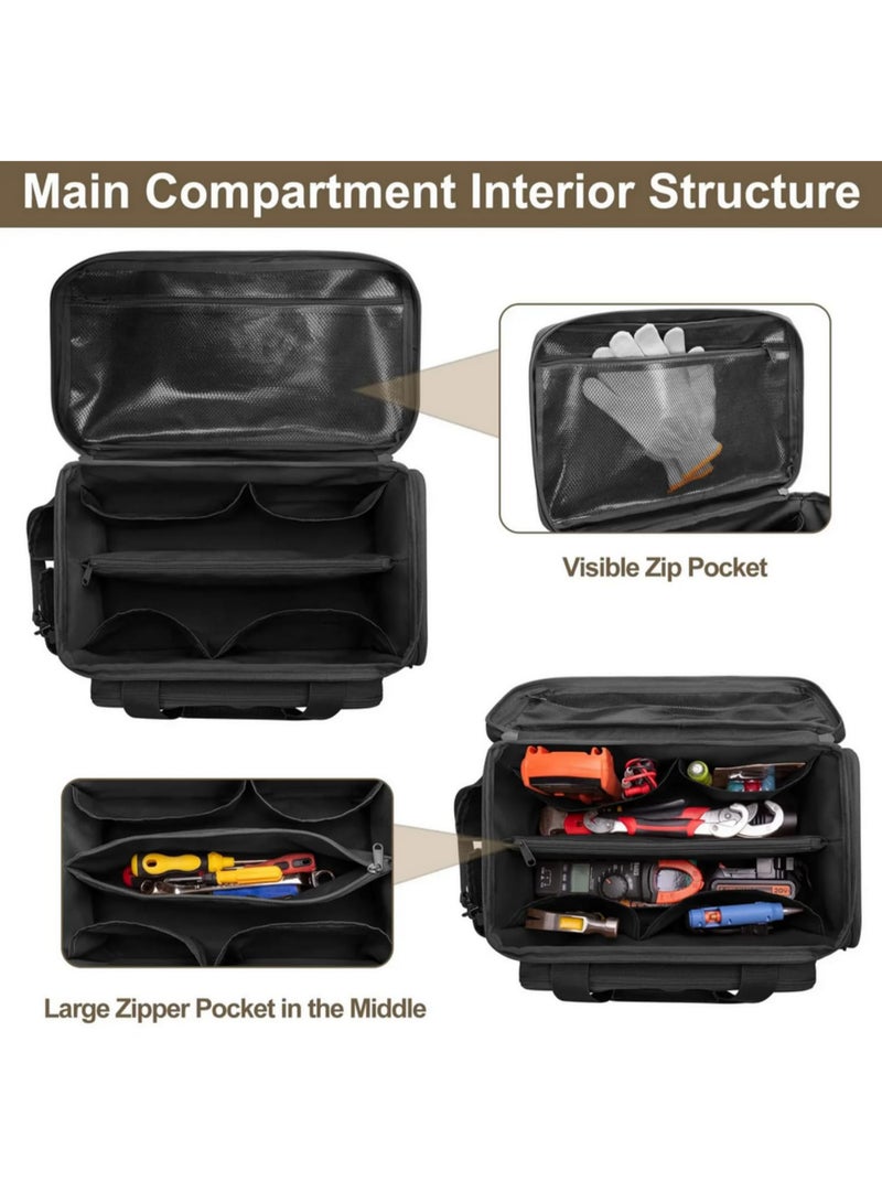 14Inch Heavy Duty Tactical Tool Bag with Non Slip Base Multipurpose Work Organizer for Handyman Carpenter Electrician Repairman Portable Tool Storage Bag with Anti Friction Bottom - Image 3