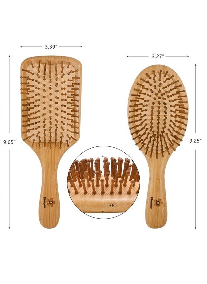Zhuoyue Wooden Bamboo Hair Brush - Paddle Hair Brush Set with Bamboo Bristle Reduce Frizzy & Massage Scalp 2 pcs  - Image 4