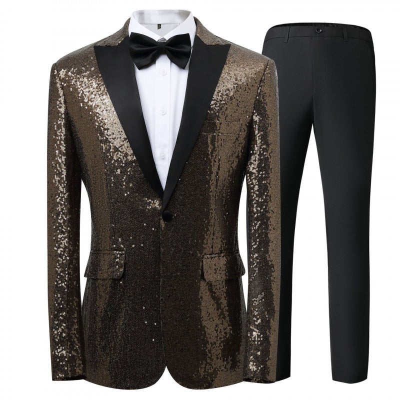 2024 Export Men'S Casual Suit 2-Piece Sequined Suit With Bow Tie Emcee Evening Dress - Image 4
