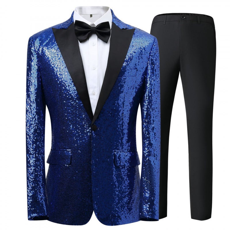 2024 Export Men'S Casual Suit 2-Piece Sequined Suit With Bow Tie Emcee Evening Dress - Image 2