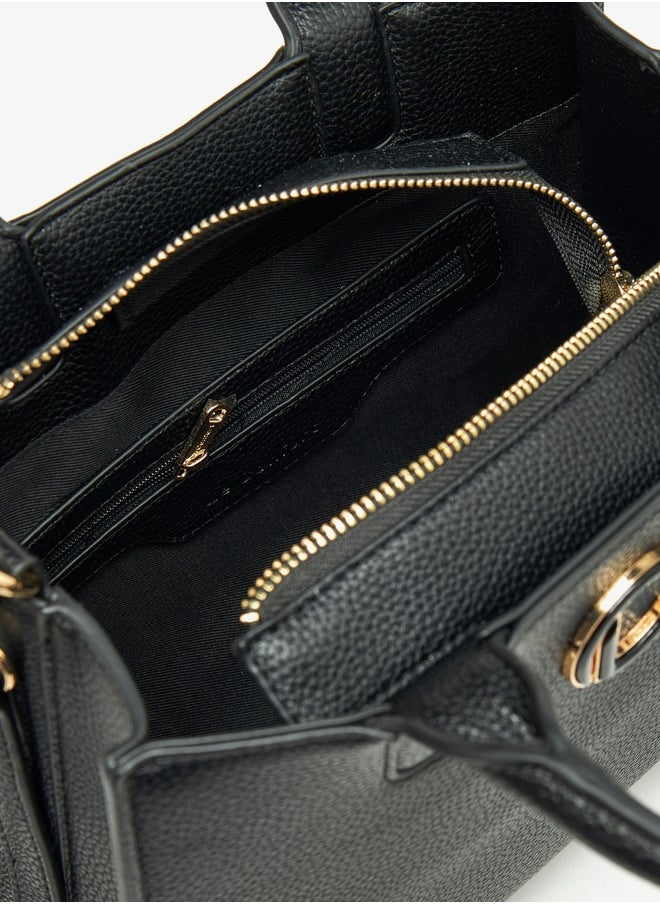 Le Confort Women Textured Tote Bag with Zip Closure and Handles  - Image 4