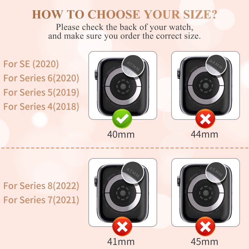 RICHONE 5Pack Protector Case Compatible with Apple Watch SE Series 6 5 4 40mm Cover, Double Row Bling Crystal Diamonds Protective Cover PC Plated Bumper Frame Accessories (5 Colors, 40mm) - Image 2