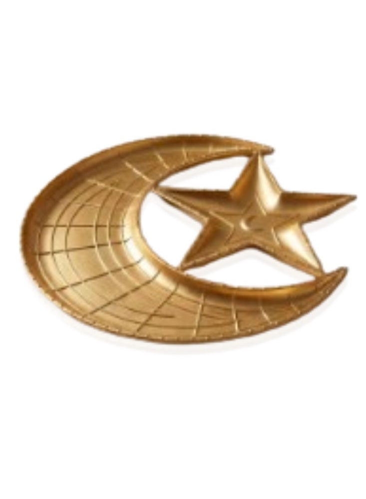Plastic Serving Dish With A Crescent & Star Design Golden - Image 1