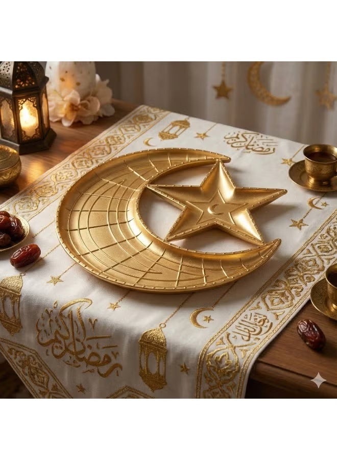 Plastic Serving Dish With A Crescent & Star Design Golden - Image 2