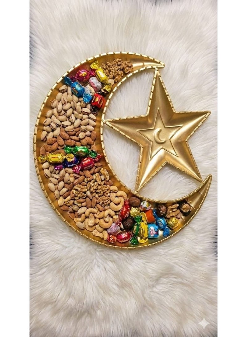 Plastic Serving Dish With A Crescent & Star Design Golden - Image 3