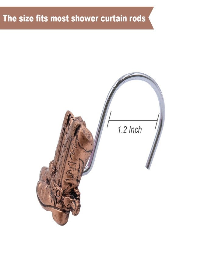 Faitove Decorative Shower Curtain Hooks Western Cowboy Farmhouse Shower Curtain Hooks Rings Brown Hanger for Bathroom 12 PCS - Image 3