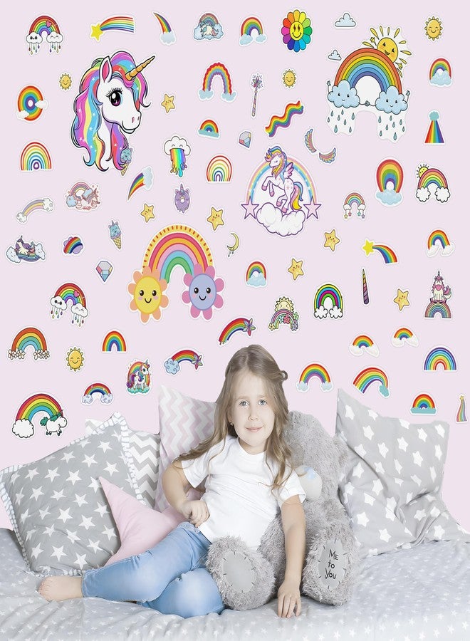 Robmoda Glow in The Dark Unicorn and Rainbow Wall Decals, Stars Stickers for Baby Girls Room, Luminous Ceiling Decor for Bedroom Playroom Nursery - Image 5