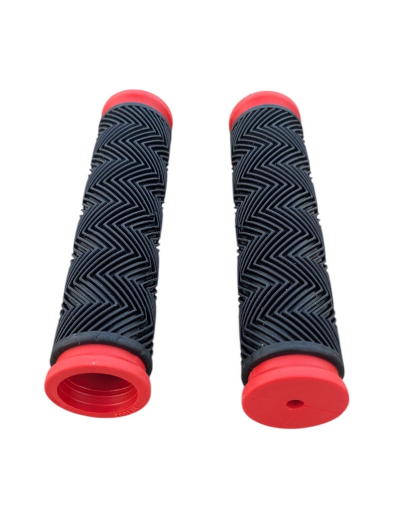 Rubber Mountain Bike Grips Herringbone Pattern Black with Colored Tips |Multiple Colors|, Comfortable Grip for Mountain Bikes and Bikes