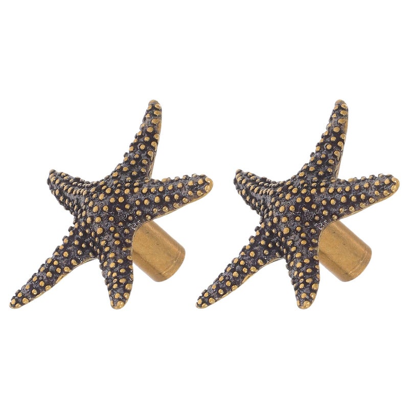 Polished Brass Cabinet Pull Handles 2pcs Vintage Drawer Knobs for Closet Dresser Coastal Ocean Theme - Image 2
