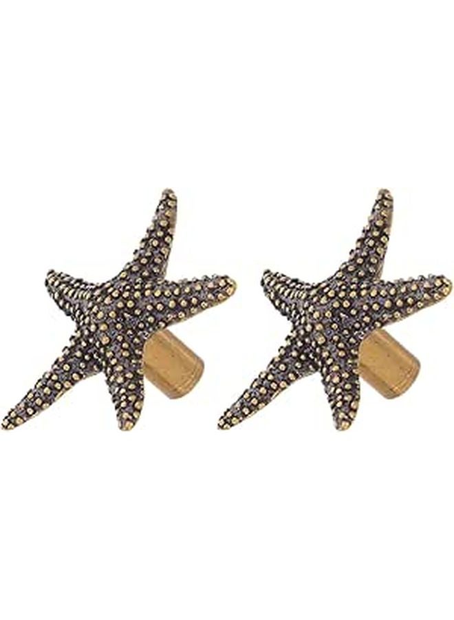 Polished Brass Cabinet Pull Handles 2pcs Vintage Drawer Knobs for Closet Dresser Coastal Ocean Theme - Image 1