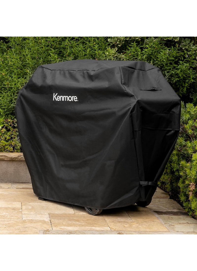 Kenmore Kenmore 56Inch HeavyDuty Grill Cover for Outdoor BBQ Propane Gas Grills WeatherResistant UV and FadeResistant Universal Fit Cover for 4Burner Gas Grills Black  - Image 4