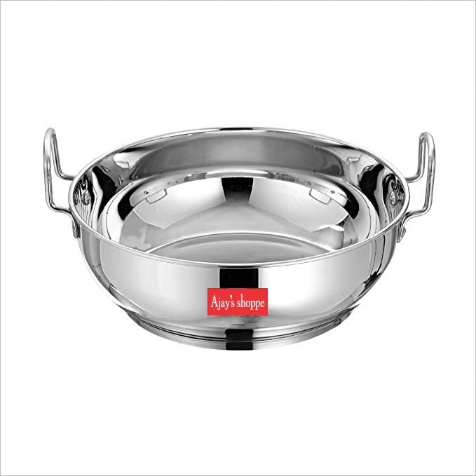 Ajay's Shoppe Ajays Shoppe Premium Stainless Steel Induction Base Heavy Gauge Kadhai 5 Liter  - Image 1