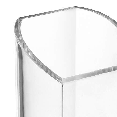 Osco Clear Acrylic Curved Pen Pot | Pencil Holder | Desk Tidy | Office Organiser | Makeup Storage | Cosmetics Display | H10 x W7.5 x D7 cm | - Image 2