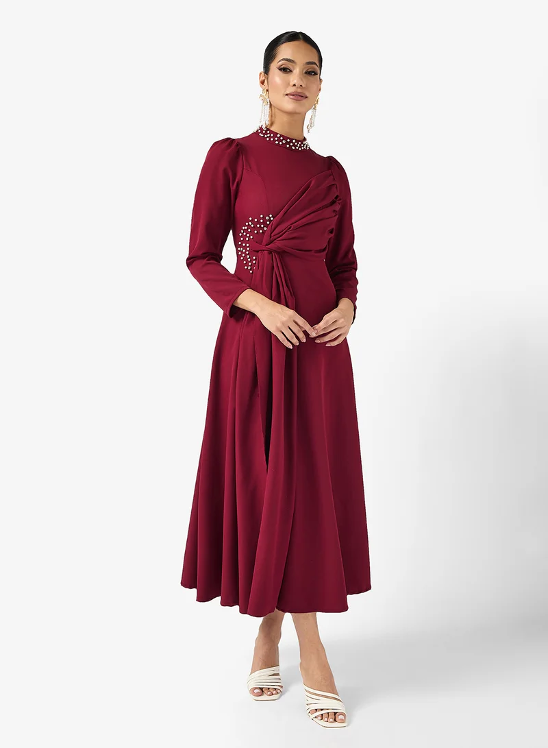 Khizana Embellished Draped A-line Dress