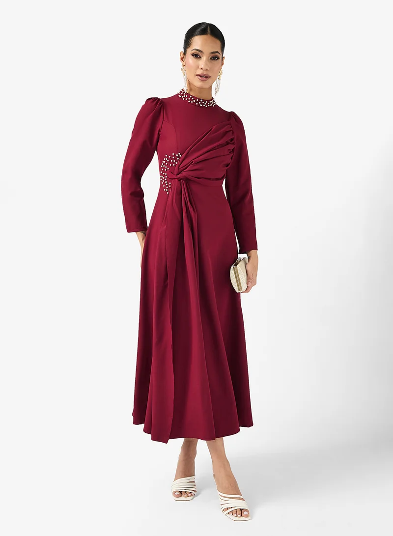Khizana Embellished Draped A-line Dress
