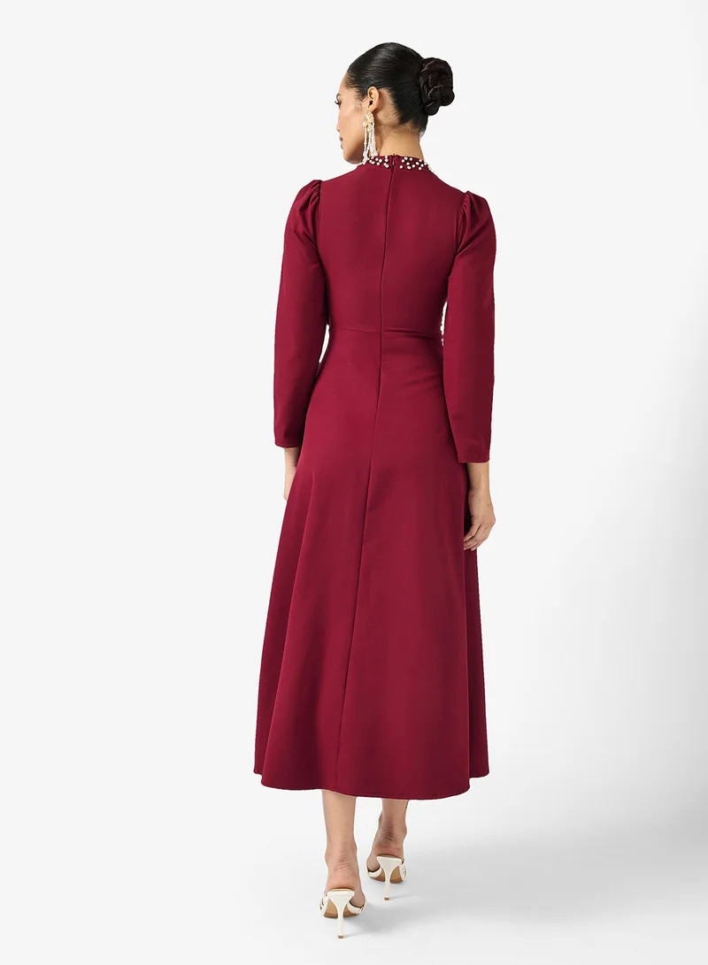 Khizana Embellished Draped A-line Dress