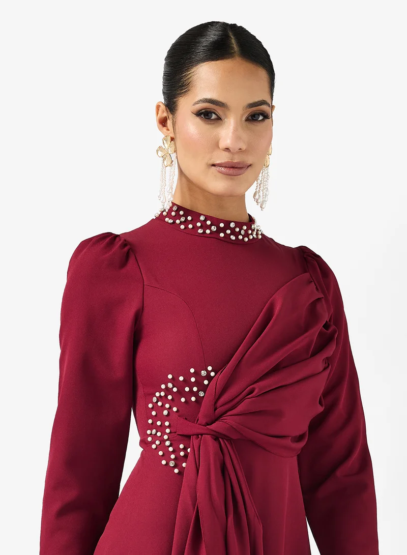Khizana Embellished Draped A-line Dress