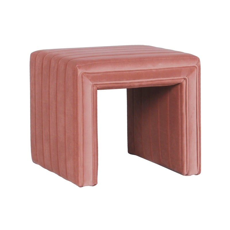 Spatial Order Modern Channel Tufted Velvet Ottoman | Spatial Order Home DÃ©cor | Ottoman for Living Room & Bedroom - Blush Pink - Image 1