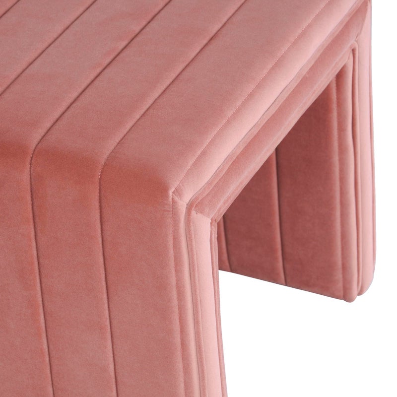 Spatial Order Modern Channel Tufted Velvet Ottoman | Spatial Order Home DÃ©cor | Ottoman for Living Room & Bedroom - Blush Pink - Image 3