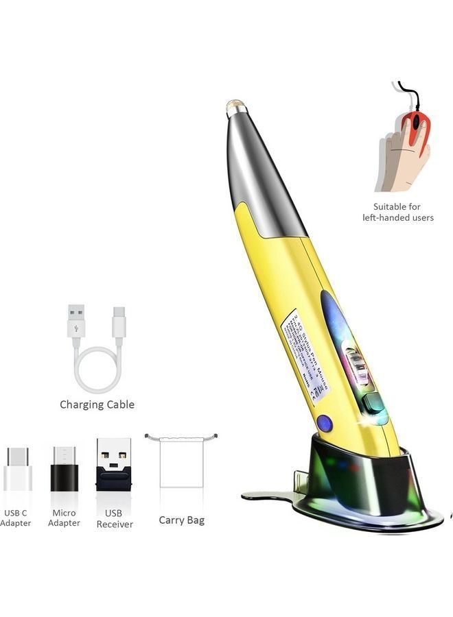 NIBEMINENT 2.4GHz Optical Pen Mouse Yellow  - Image 3