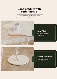 Sharpdo Flower Shape Side Table, Rock Coffee Table, Carbon Steel Bracket Bedside Table Small Accent Table for Couch Living Room Bedroom,White,Rock Slab Desktop  - Image 4