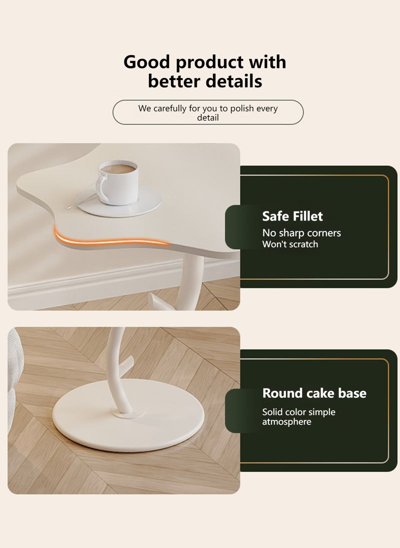 Sharpdo - Flower Shape Side Table, Rock Coffee Table, Carbon Steel Bracket Bedside Table Small Accent Table for Couch Living Room Bedroom,White,Rock Slab Desktop - Image 1