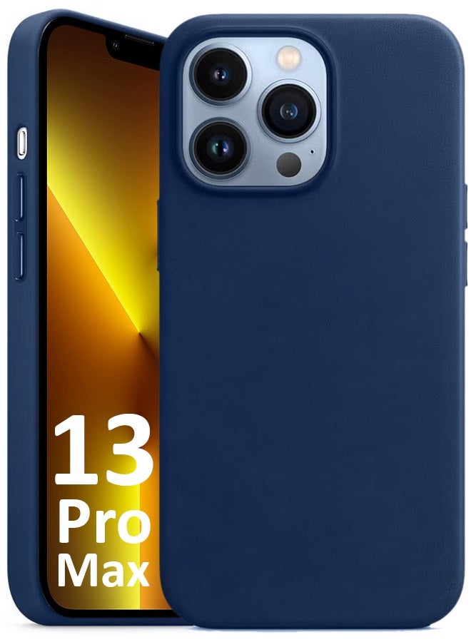 CATANES iPhone 13 Pro Max Case Premium Leather Case with MagSafe Wireless Charging Compatible Ultra Slim Shockproof Cover Blue - Image 1
