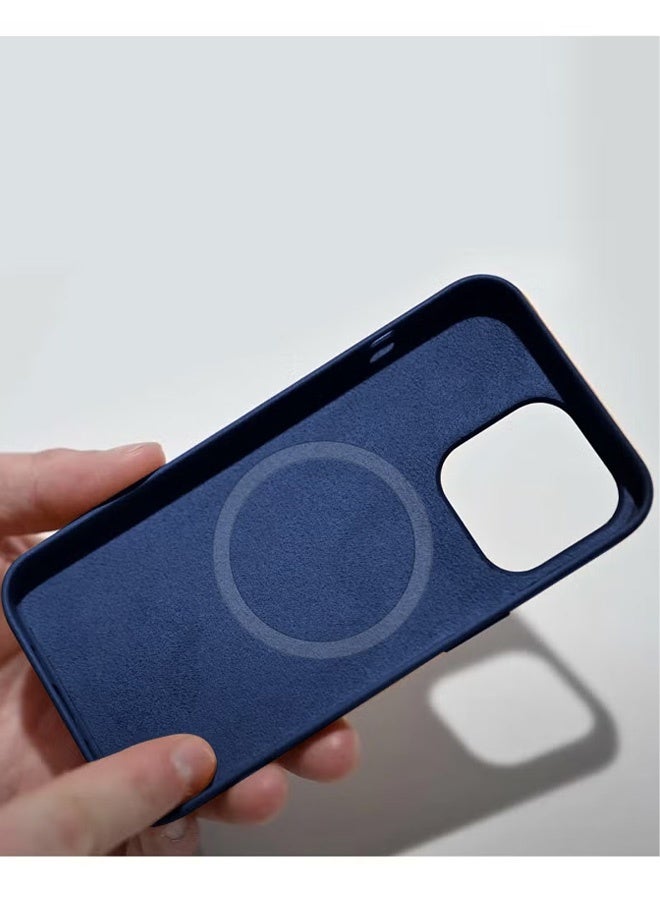 CATANES iPhone 13 Pro Max Case Premium Leather Case with MagSafe Wireless Charging Compatible Ultra Slim Shockproof Cover Blue - Image 4