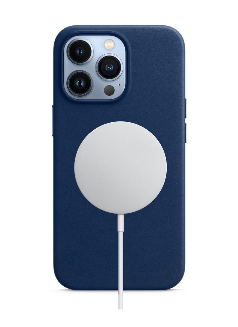 CATANES - iPhone 13 Pro Max Case Premium Leather Case with MagSafe Wireless Charging Compatible Ultra Slim Shockproof Cover Blue - Image 1