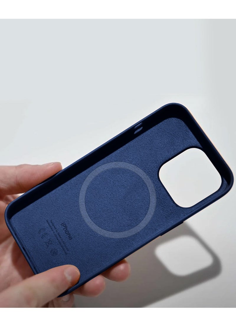 CATANES - iPhone 13 Pro Max Case Premium Leather Case with MagSafe Wireless Charging Compatible Ultra Slim Shockproof Cover Blue - Image 1