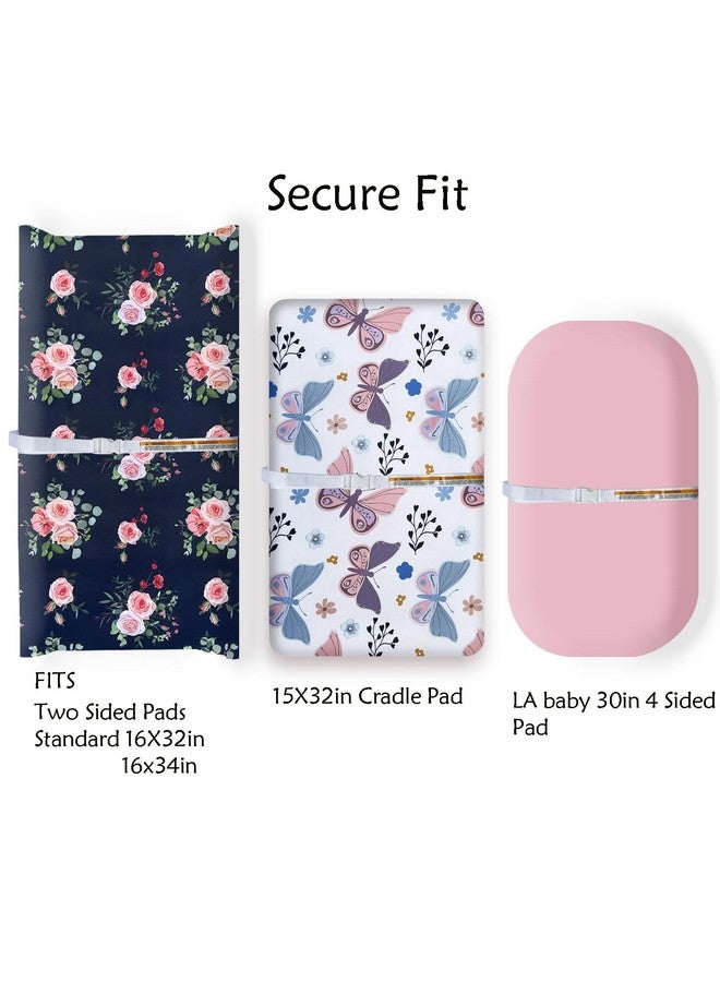 AMROSE 3 Pack Easy Care Changing Pad Covers, Ultra Soft Microfiber Diaper Change Table Sheets for Baby Girls, Floral & Butterfly & Pink - Image 5