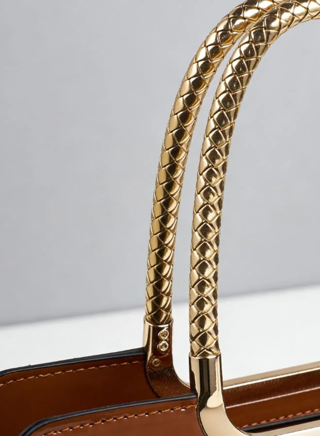 Take Two  Brown Croc-Embossed Bow Handbag for Women | Best Price UAE