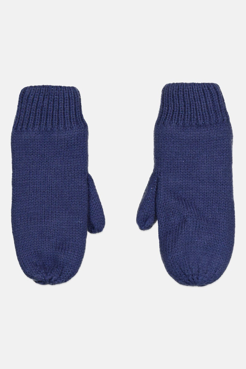Cool Club Kids Girl 1 Pair Textured Mittens, Navy - Image 1