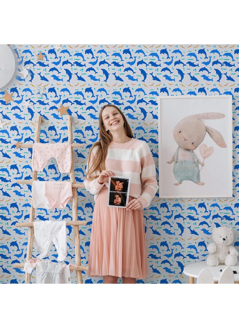 FINGERINSPIRE FINGERINSPIRE Dolphin Painting Stencil Wallpaper Alternative 11.8x11.8 inch Hollow Out Seagull Craft Stencil Reusable Plastic Marine Life Ocean Dolphin Stencil for Photo Album, Tiles, Canvas Bag  - Image 4