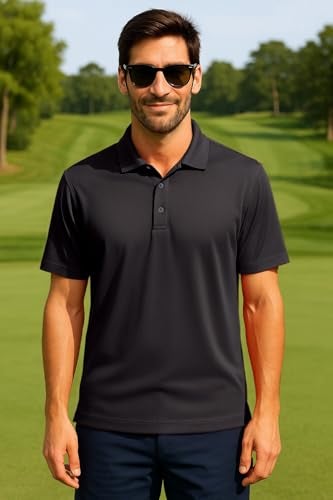 Opna Mens Dry-Fit Golf Polo Shirts,Black,3X-Large - Image 2