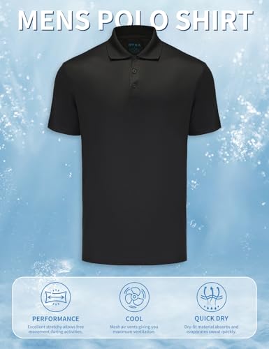 Opna Mens Dry-Fit Golf Polo Shirts,Black,3X-Large - Image 5