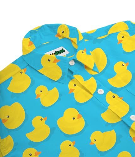 Tipsy Elves Blue Rubber Ducky Hawaiian Shirts for Men - Casual Beach & Summer Party Shirts for Men - Stretch Fabric with Modern Fit - Fun Design for Parties & Vacation - XX-Large - Image 4