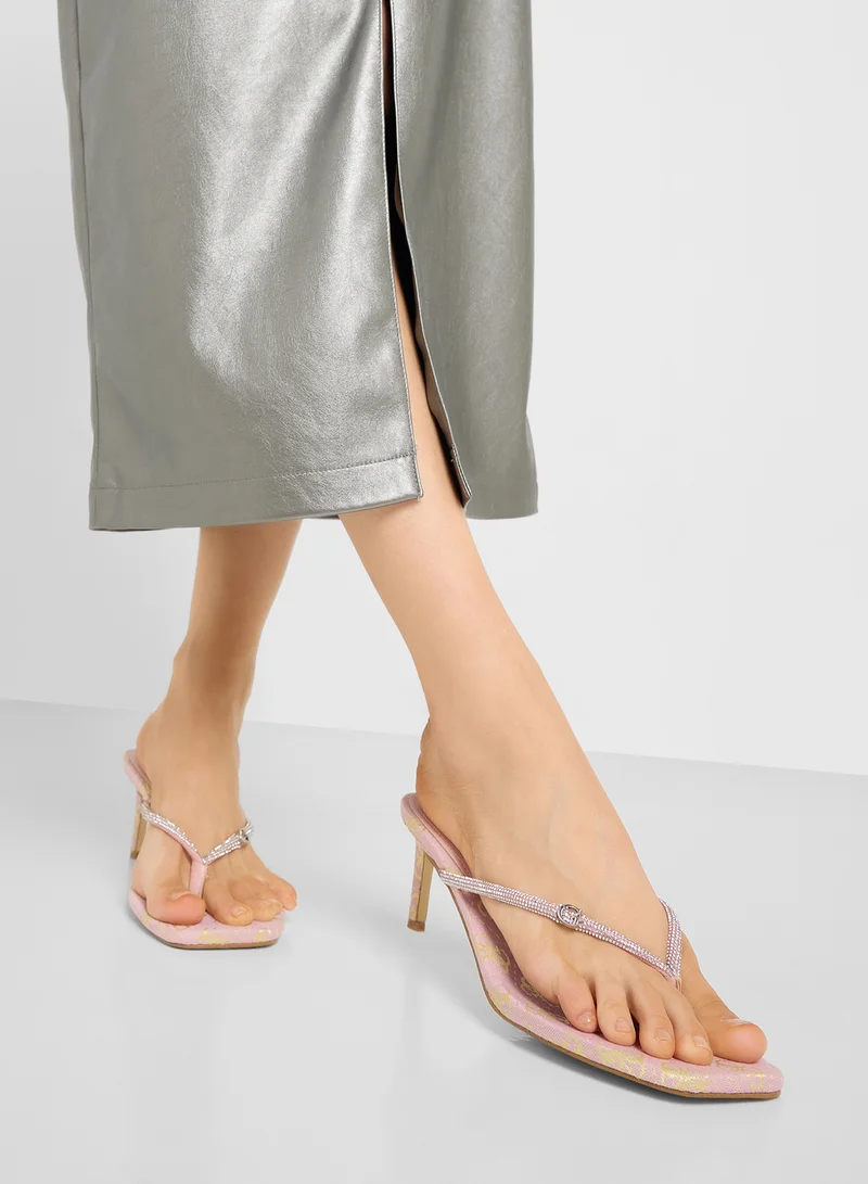 GUESS Single Strap Mid Heel Sandals