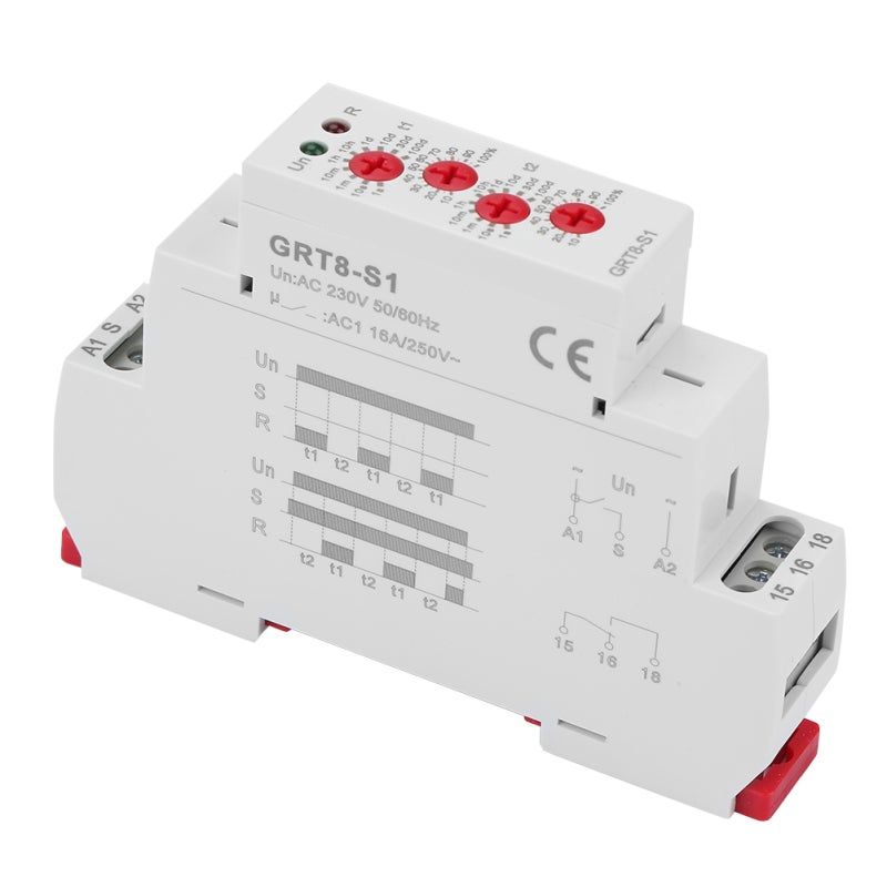 GEYA Cycle Timer Relay: 35mm DIN Rail Mountable, Separate Delay ON/OFF Settings, Super Wide 0.1s-100days Range - LED Status Indicators, Mode Switchable for Electric Circuit Control - Image 4