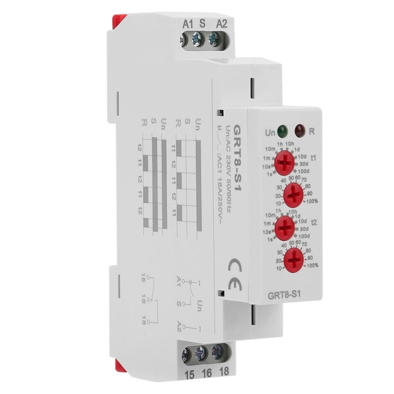GEYA Cycle Timer Relay: 35mm DIN Rail Mountable, Separate Delay ON/OFF Settings, Super Wide 0.1s-100days Range - LED Status Indicators, Mode Switchable for Electric Circuit Control - Image 1