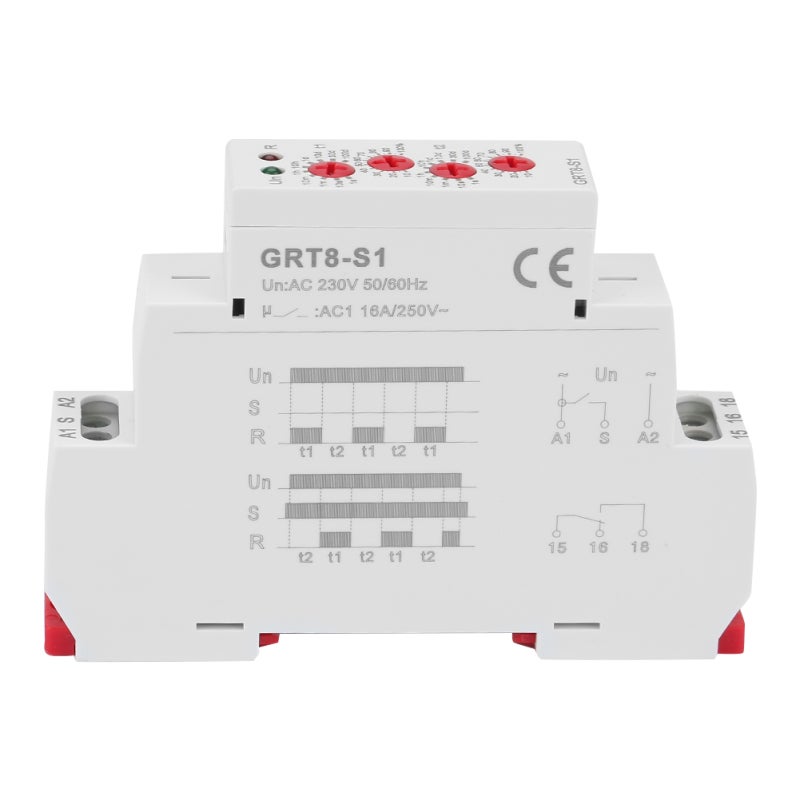 GEYA Cycle Timer Relay: 35mm DIN Rail Mountable, Separate Delay ON/OFF Settings, Super Wide 0.1s-100days Range - LED Status Indicators, Mode Switchable for Electric Circuit Control - Image 2