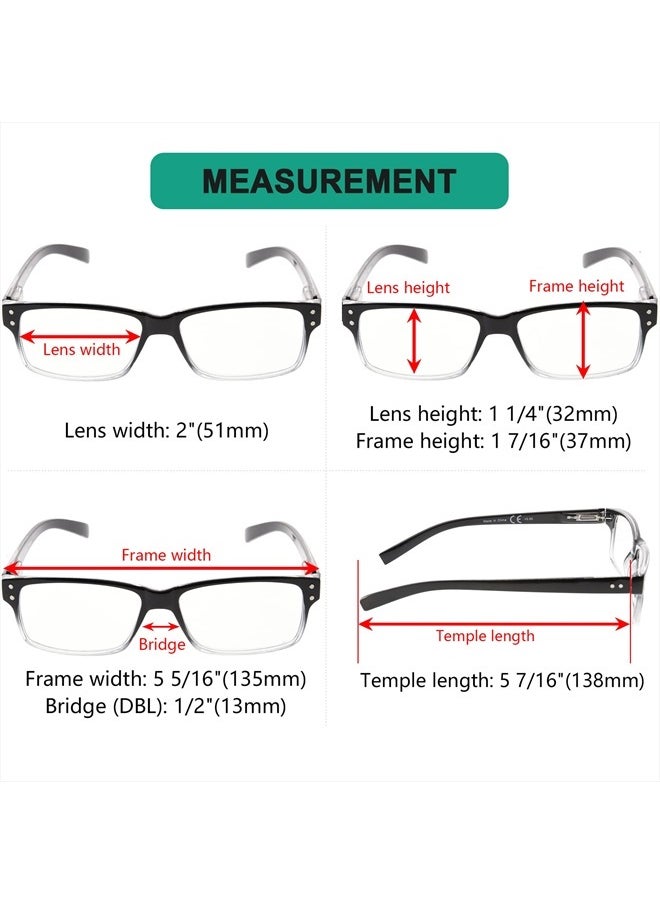 Eyekepper 5 Pack Reading Glasses for Men Spring Hinges Classic Readers Black-Clear Frame +1.50  - Image 3