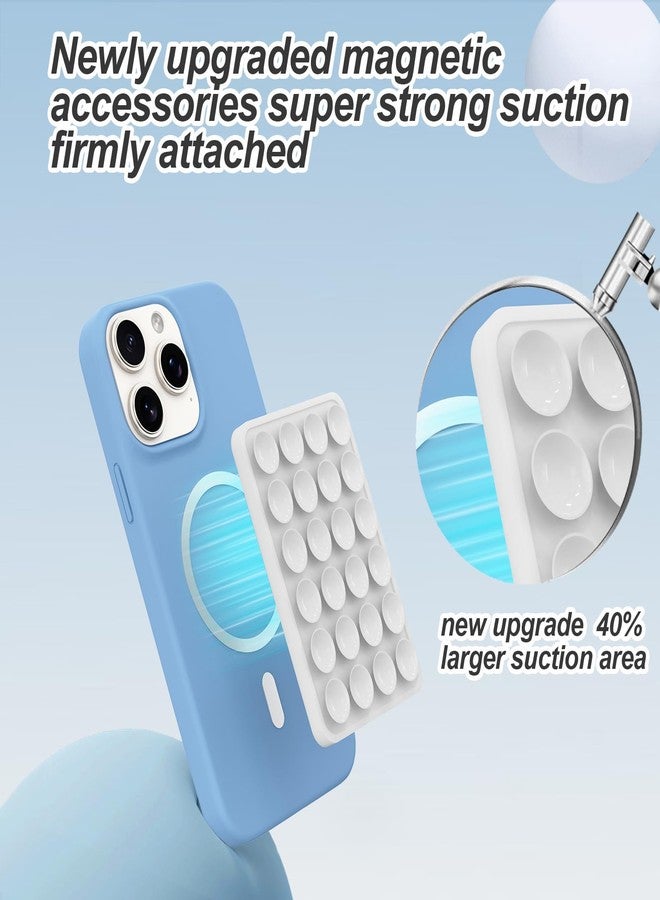 OPOM Magnetic Suction Phone Mount for MagSafe Case,Silicone Sticky Phone Grip Holder for iPhone,Removable Hands-Free Selfie/Video for TikTok & Instagram Influencer/Creator (White) - Image 2